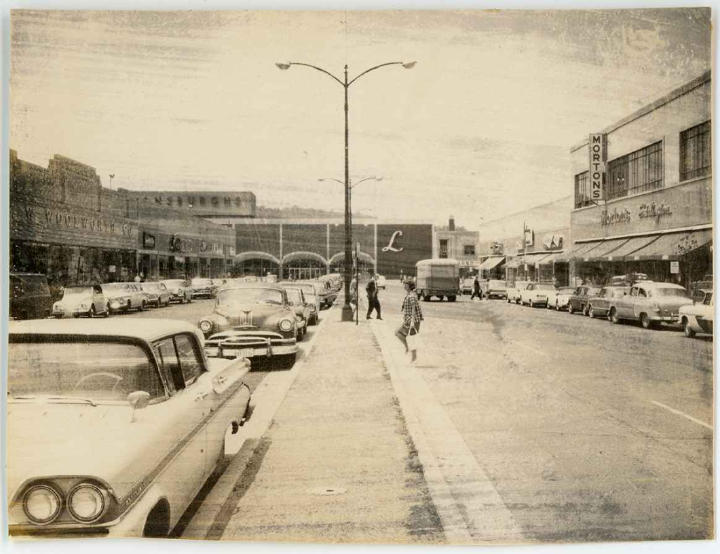 Campbell Avenue in Shirlington, with Woolworth’s on the left and Landsburgh’s in the middle. From the Charlie Clark Center for Local History, Arlington Public Library.